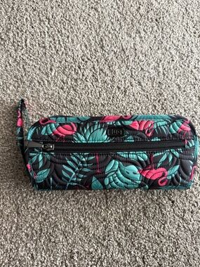 lug Floral Flamingo Cosmetic Bag in Black, Teal & Pink